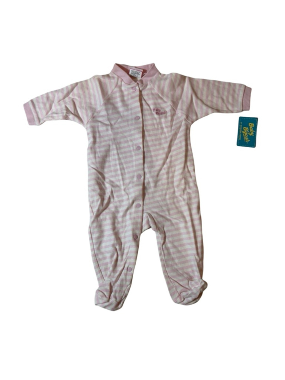 Vintage Baby B’Gosh Deadstock Pink Stripe Footed Sleeper 6M Cotton 80s